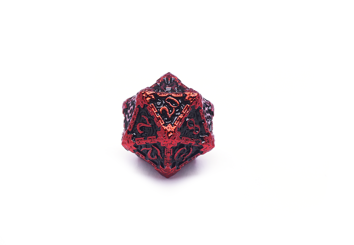 Metal Dagger Dice Crimson Blade D20 Closeup