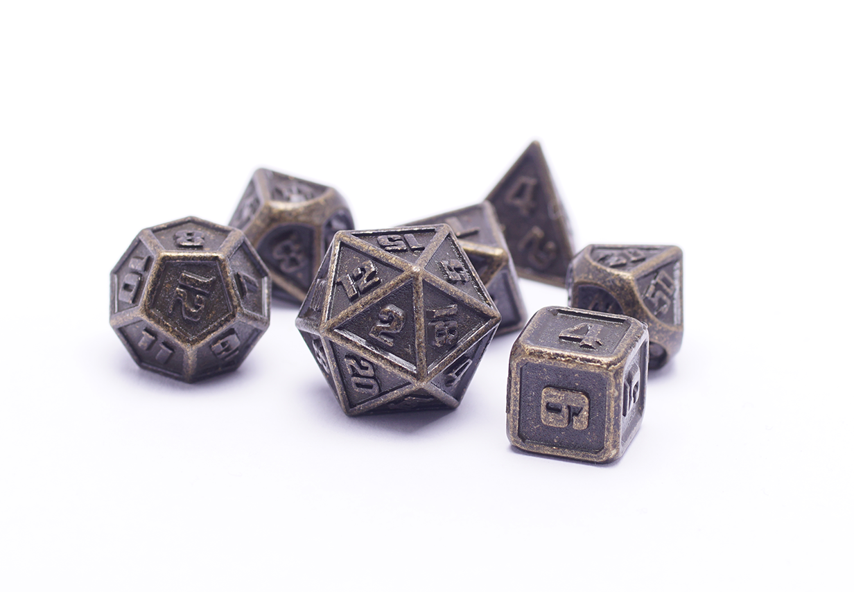 Bronze Mini Metal Dice Full Set