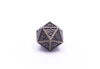 Bronze Mini Metal Dice D20 Closeup