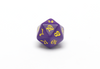 Purple & Yellow Classic RPG Dice Set - D20 Closeup