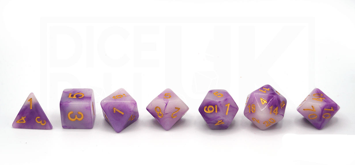Purple Jade Dice Set Lineup