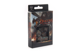 Dragons RPG Dice Set - Quartz white crystal appearance golden dragon box set front