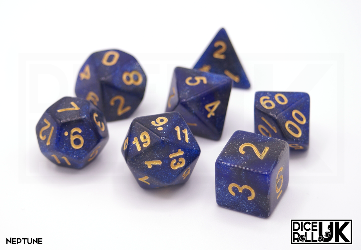 Blue and Black Cosmic Dice - Neptune - Full Set