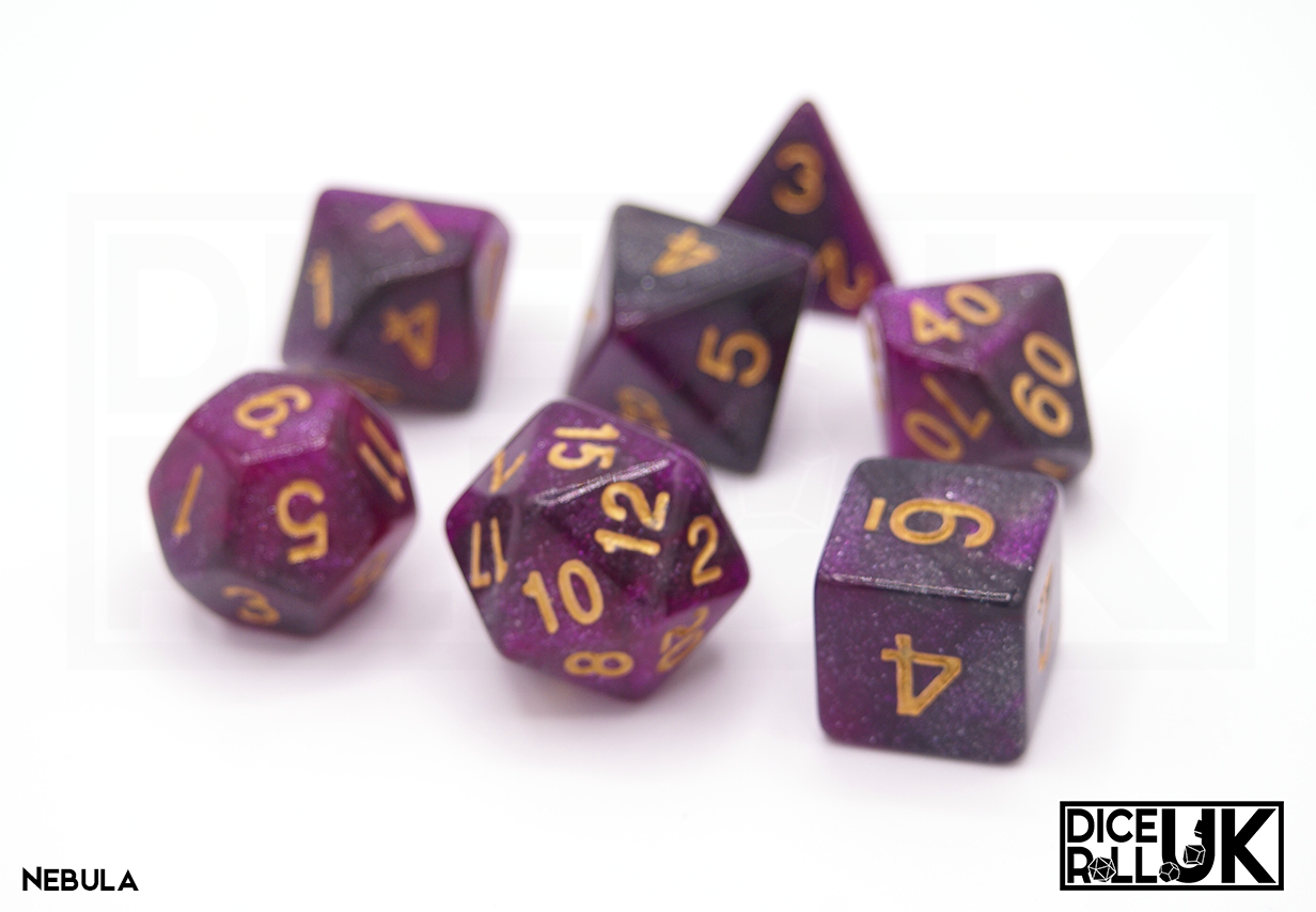 Pink and Purple Cosmic Dice - Nebula - Full Set