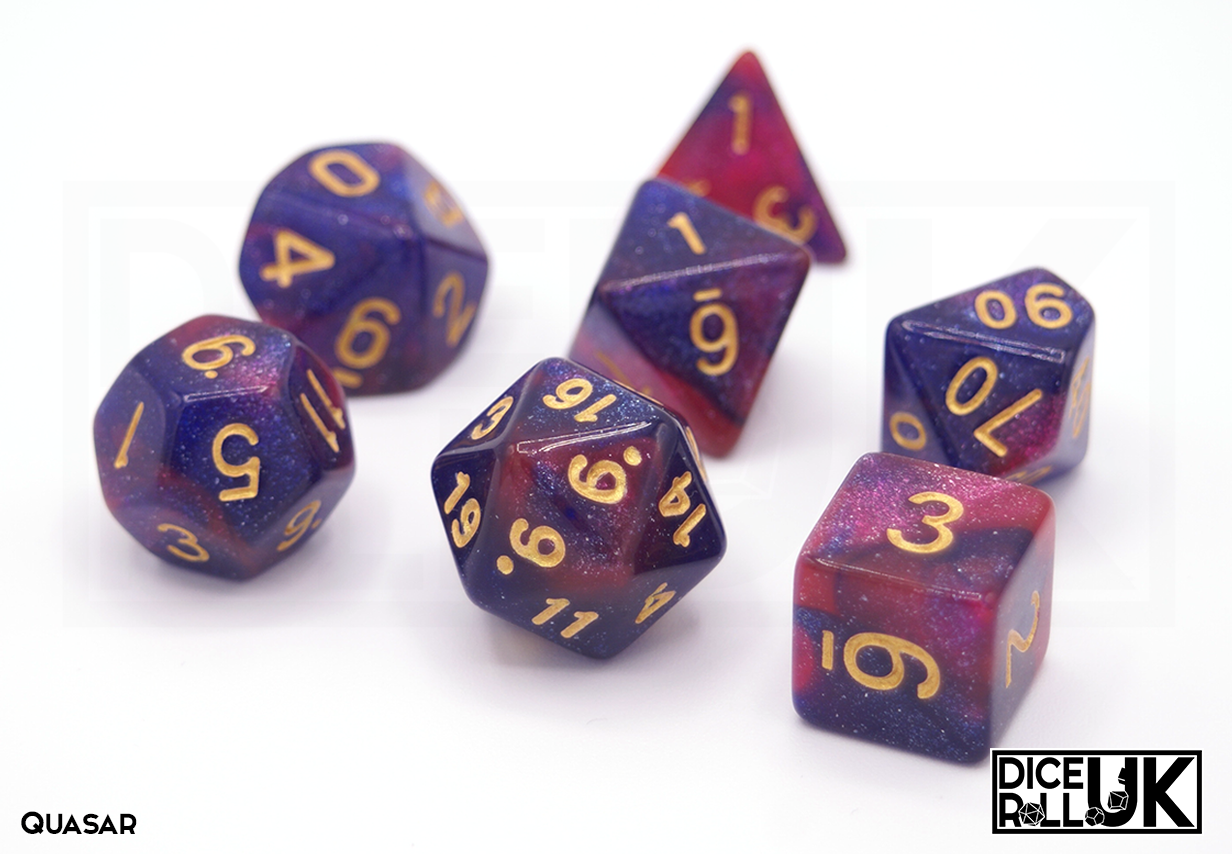 Blue and Purple Cosmic Dice - Quasar - Full Set