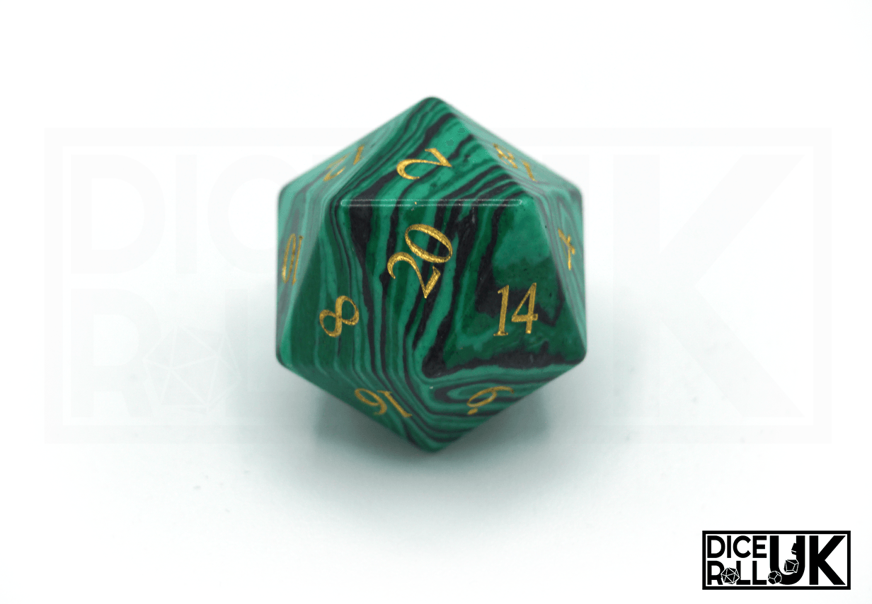 Malachite Dice D20 Closeup