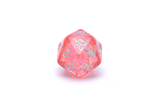 Candy Paper Dice - Rose pink D20 close up