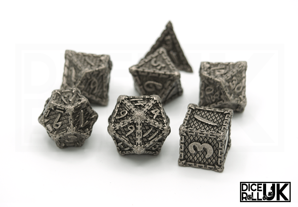 Silver Dragon Scale Dice - Full Set