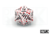 Bloody White Winter Warfare Dice - D20 Closeup