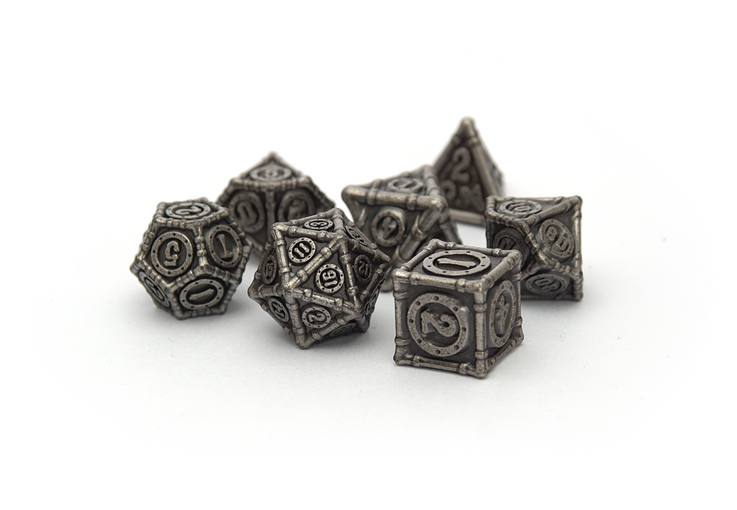 Submariner - Silver metal Dice set with ship bulkheads and a nautical theme