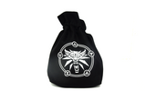The Witcher Dice Bag: Geralt black with white wolf school symbol full of dice