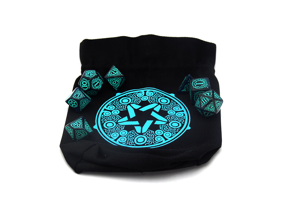 The Witcher Dice Bag: Yennefer black with blue obsidian star with dice
