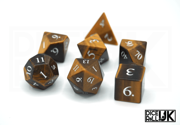 Tigers eye hot sale dice set