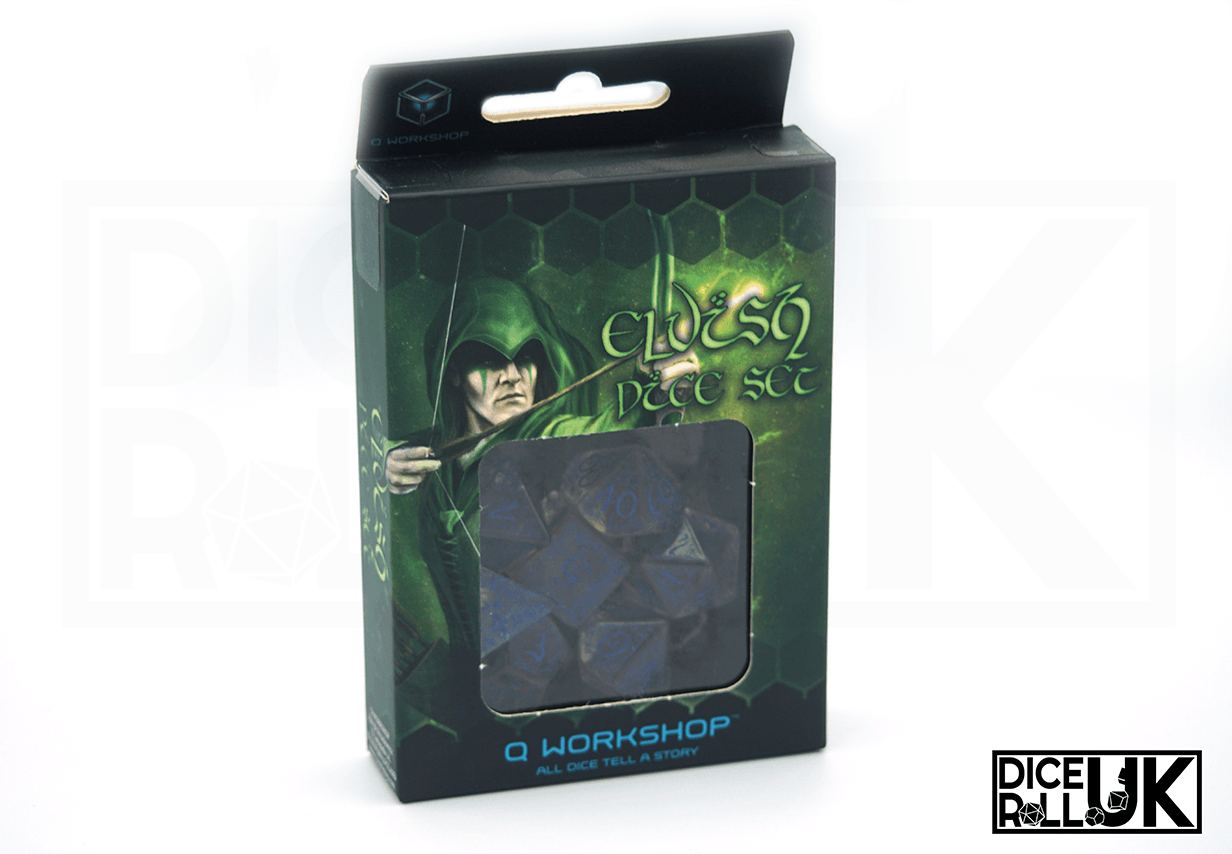 Translucent Elvish Dice With Blue Ink - Box Front