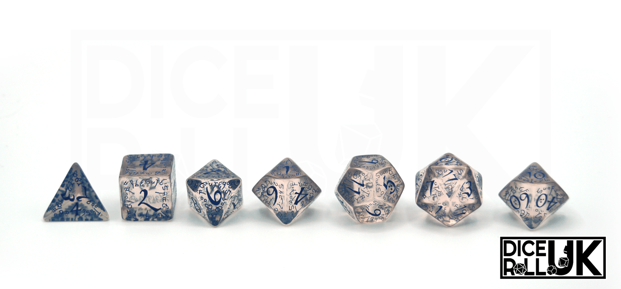 Translucent Elvish Dice With Blue Ink - Lineup