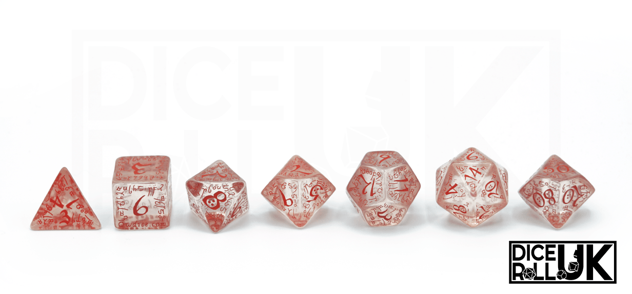 Translucent Elvish Dice With Red Ink - Lineup