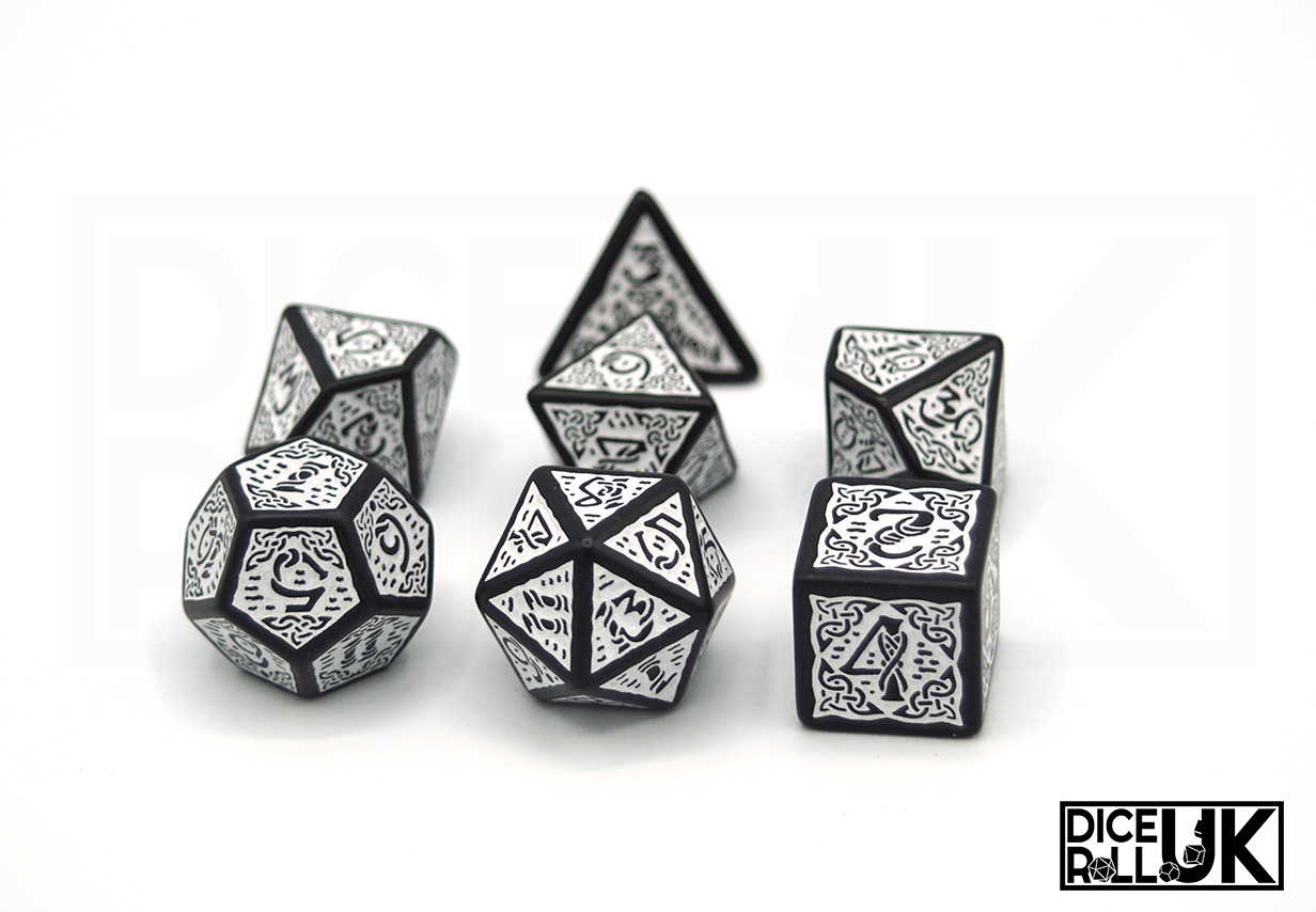 Celtic Dice - Black & White - Full Set