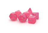 Chessex Borealis | Pink dice with silver ink that glow in the dark