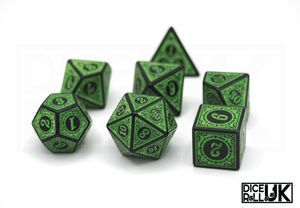 Green Carved Dice - Full Set