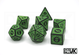 Green Carved Dice - Full Set