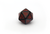 RPG Starter Kit elvish black and red dice polyset d20 close up