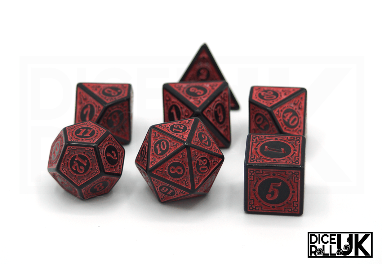 Red Carved Dice Set - Full Set
