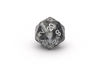 Snowstorm Dice - black and grey translucent cloudy d20 with silver numbers