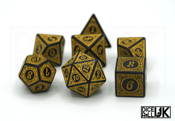 Yellow Carved Dice Set - Full Set