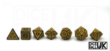 Yellow Carved Dice Set - Lineup